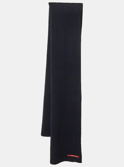Prada Sport Navy Blue Wool Knit Scarf
