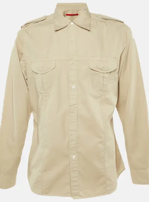 Prada Sport Beige Cotton Button Front Shirt XL
