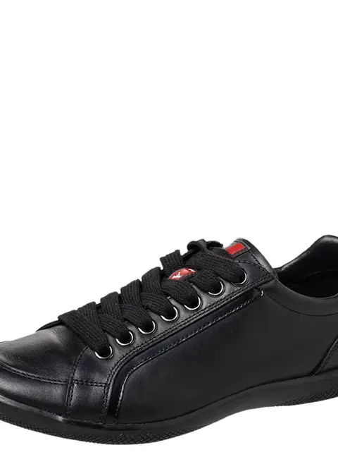 Prada Sport Black Leather Low Top Sneakers Size 40