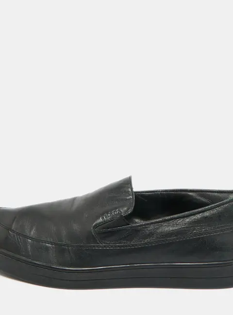 Prada Sport Black Leather Slip On Sneakers Size 45