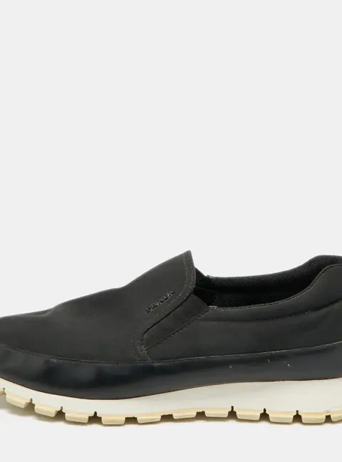 Prada Sport Size 42 Black Canvas and Leather Slip On Sneakers