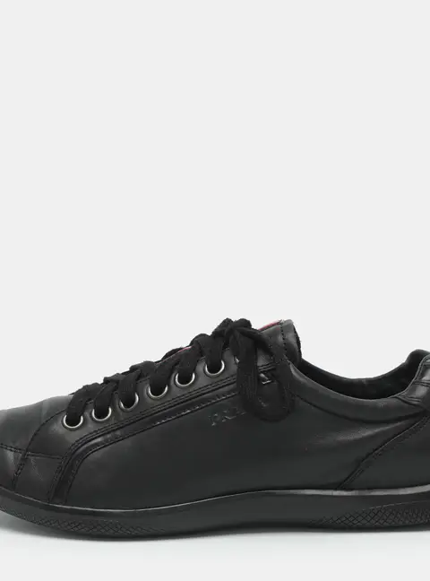 Prada Sport Size 42.5 Black Leather Low Top Sneakers