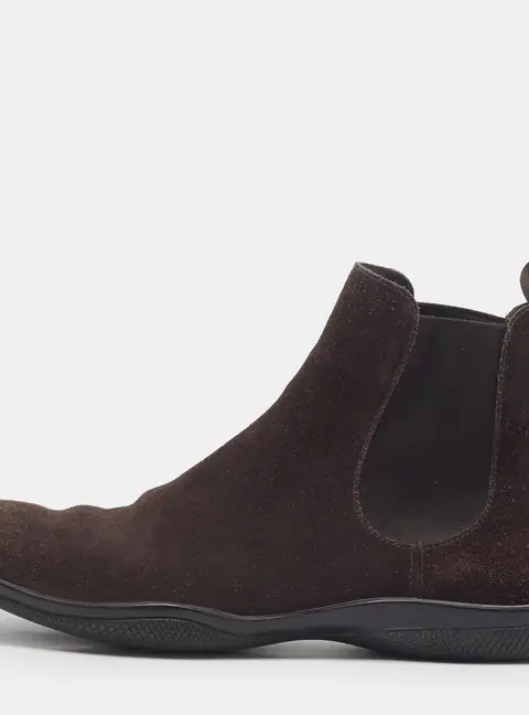 Prada Sport Size 42 Dark Brown Suede Slip On Chelsea Boots