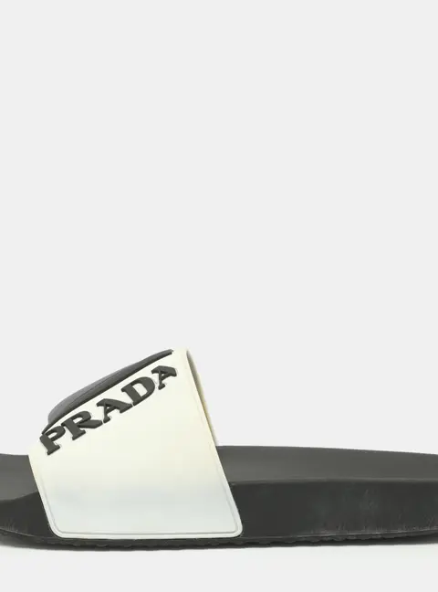 Prada Sport Logo Size 44 Multicolor Rubber Flat Slides