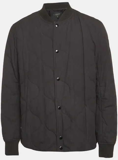 Rag & Bone Black Cotton Quilted Bomber Jacket L