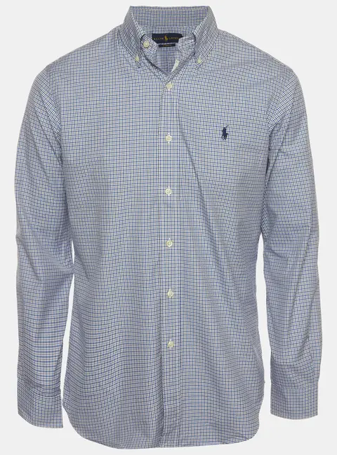 Ralph Lauren Naby Blue Check Cotton Classic Fit Button Down Shirt S