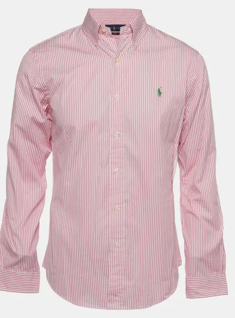 Ralph Lauren Pink Striped Poplin Slim Fit Shirt M