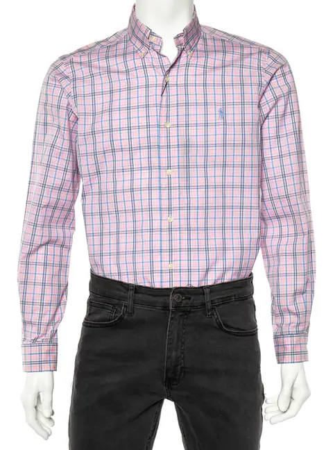 Ralph Lauren Pink Checked Cotton Long Sleeve Classic Fit Shirt S