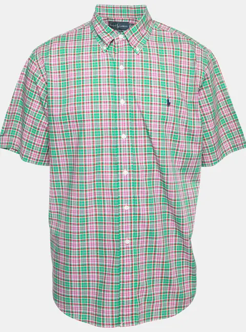 Ralph Lauren Green & Pink Checked Cotton Classic Fit Shirt XL