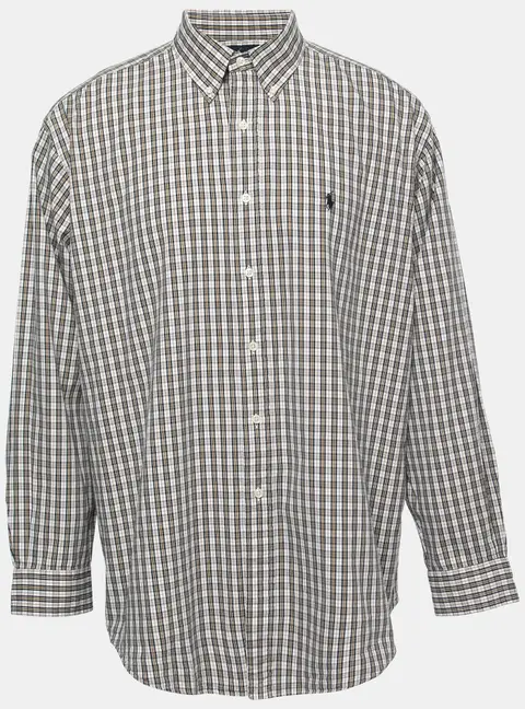 Ralph Lauren White/Yellow Checked Cotton Button Down Blake Shirt XL
