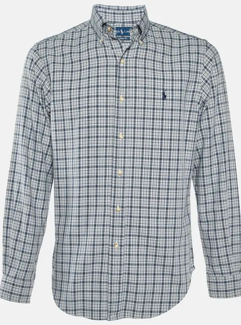 Ralph Lauren Blue Checked Cotton Classic Fit Button Down Shirt S