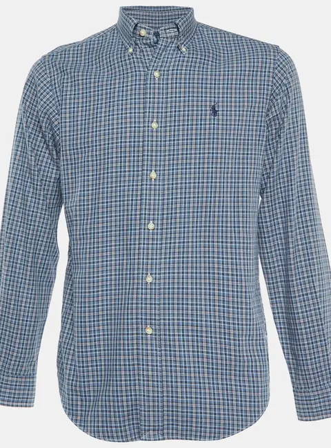 Ralph Lauren Blue Checked Coton Classic Fit Button Down Shirt S