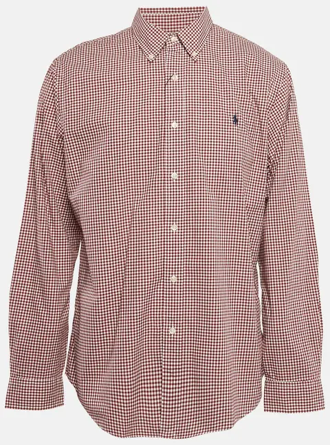 Ralph Lauren Red Gingham Checks Cotton Slim Fit Shirt XL