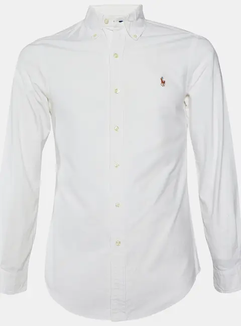 Ralph Lauren White Cotton Slim Fit Button Down Shirt S