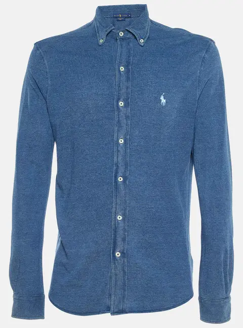 Ralph Lauren Blue Cotton Featherweight Mesh Button Down Shirt M