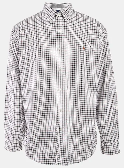 Ralph Lauren White/Blue Checks Cotton Custom Fit Shirt XL