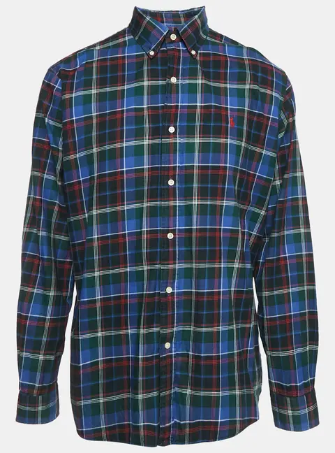 Ralph Lauren Blue/Green Tartan Check Cotton Classic Fit Shirt XL
