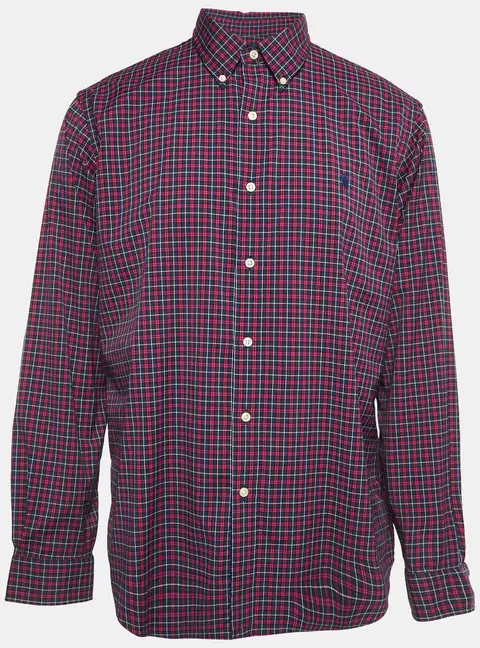 Ralph Lauren Blue/Pink Tartan Check Crepe Classic Fit Shirt XL