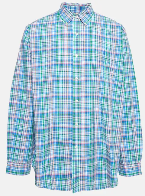 Ralph Lauren Blue/Green Checks Cotton Classic Fit Shirt XXL