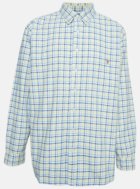 Ralph Lauren Yellow/Blue Checks Cotton Long Sleeve Shirt XXL