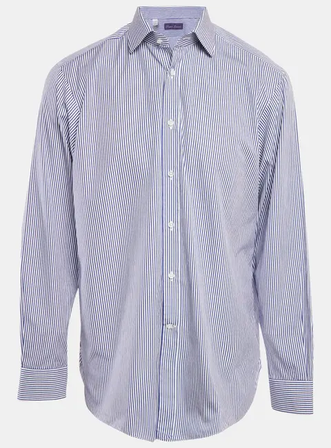 Ralph Lauren Blue Striped Cotton Full Sleeve Shirt XL