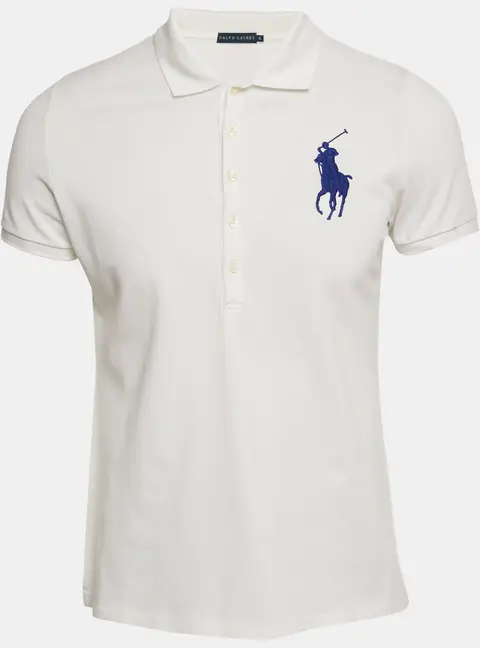 Ralph Lauren White Embroidered Polo Pony Cotton Polo T-Shirt XL