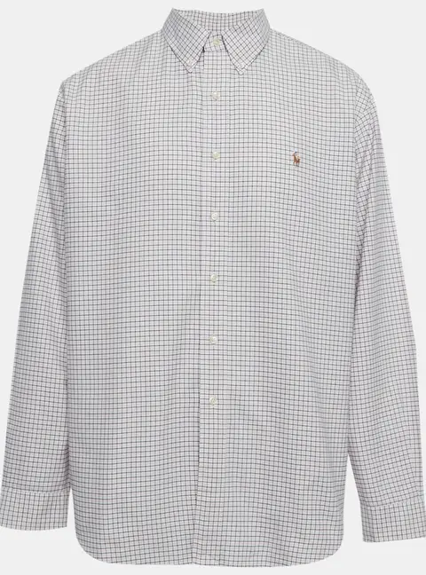 Ralph Lauren Navy Blue/Pink Checkered Cotton Regular Fit Shirt XL