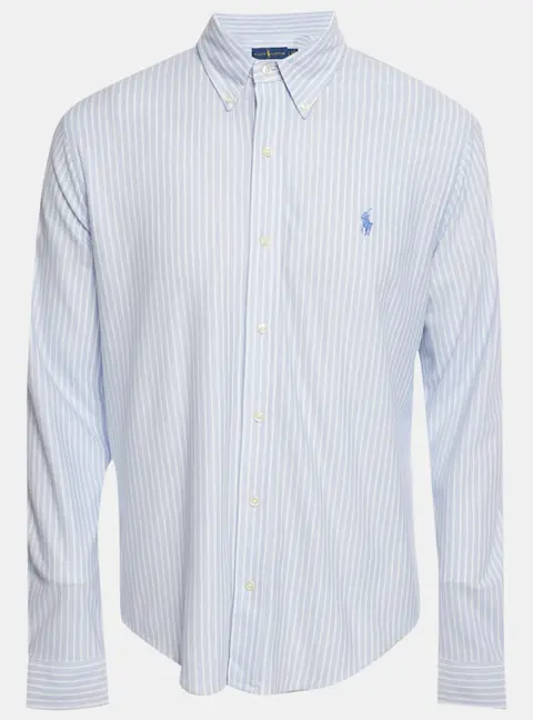 Ralph Lauren Blue Striped Knit Oxford Shirt L