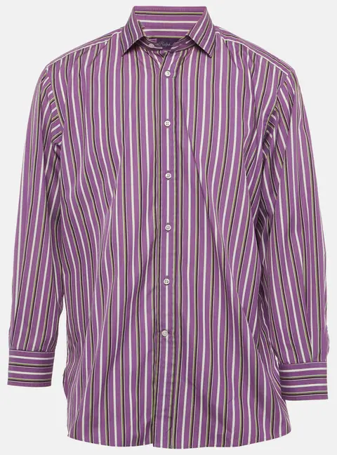 Ralph Lauren Purple Striped Cotton Poplin Button Up Shirt XXL