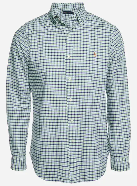 Ralph Lauren Green/Blue Tattersall Oxford Button Up Shirt M