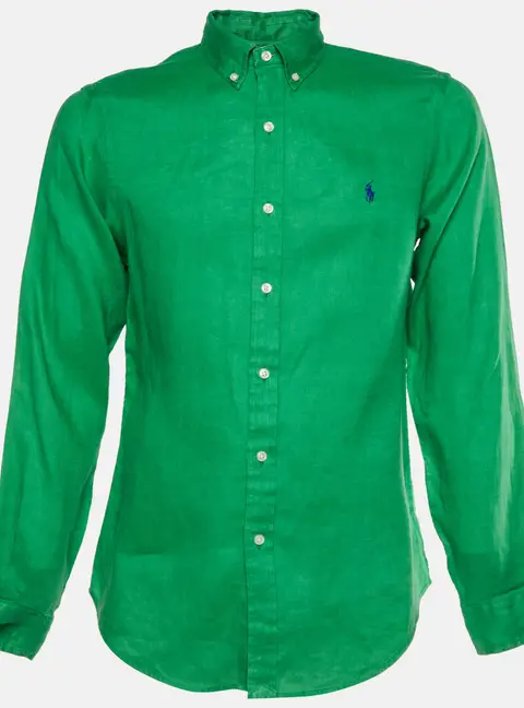 Ralph Lauren Green Linen Slim Fit Shirt M