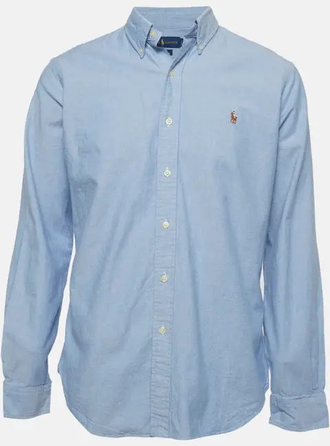 Ralph Lauren Blue Cotton Stretch Oxford Slim Fit Shirt L