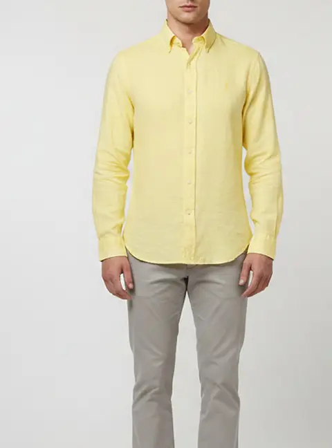 Ralph Lauren Yellow Linen Button Down Shirt M