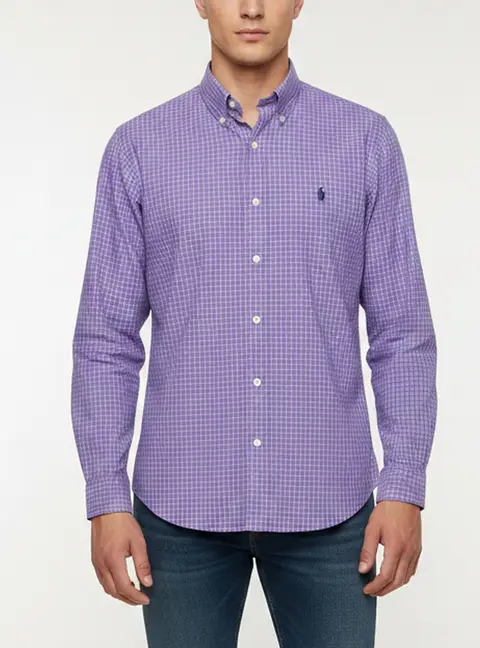 Ralph Lauren Purple Check Cotton Button Down Shirt S