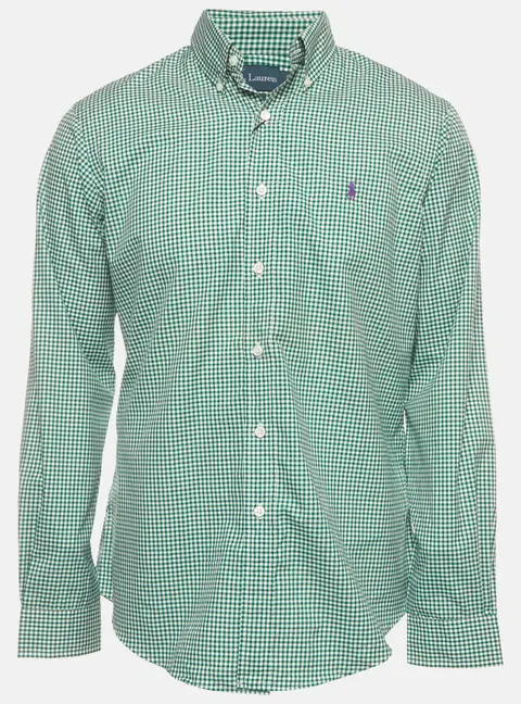 Ralph Lauren Green Plaid Cotton Button Down Shirt M