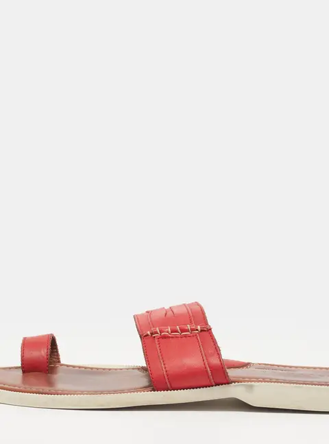 Ralph Lauren Size 43 Red Leather Flat Sandals
