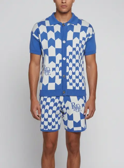 Rhude White/Blue Knit Top and Pant Set S