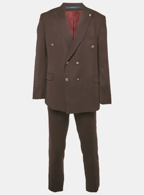 Ricci Di Napoli Burgundy Wool Slim Fit Suit Set XXL/XL