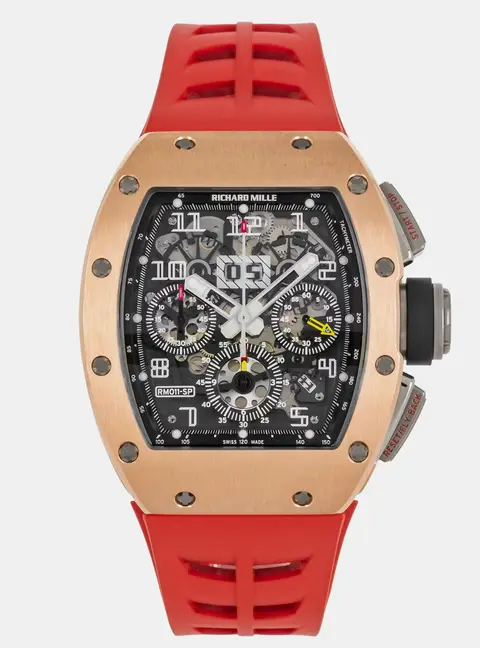 Richard Mille RM 011 Chronograph Felipe Massa RM011 AJ RG Transparent 18k Rose Gold Automatic Men's Wristwatch 50mm x 40mm