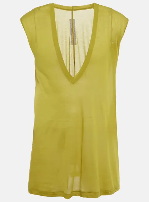 Rick Owens Green Jersey Semi Sheer Sleeveless T-Shirt M