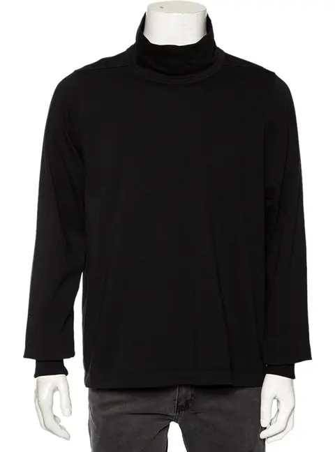 Rick Owens Black Knit Funnel Neck Detailed Oversized Jumper S