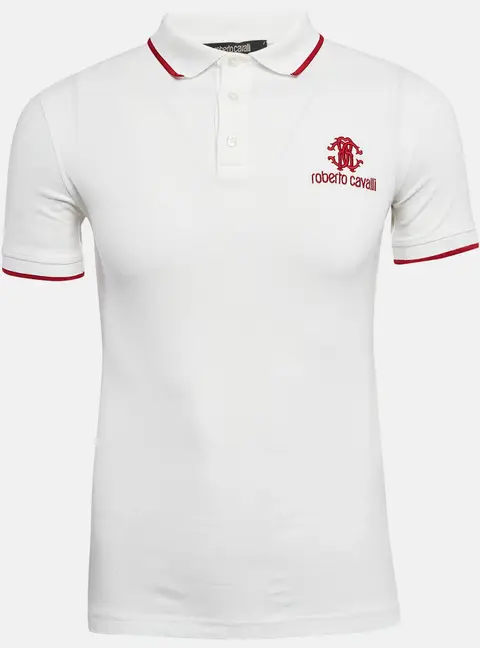 Roberto Cavalli White Cotton Pique Polo T-Shirt S