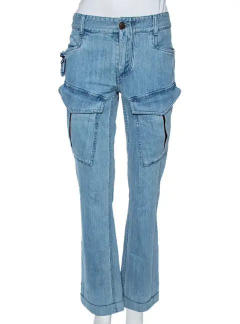 Roberto Cavalli Indigo Light Wash Denim Cargo Jeans S