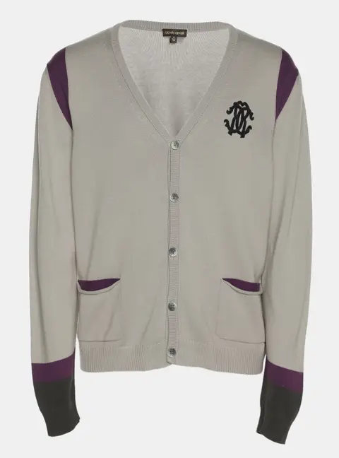 Roberto Cavalli Tri Color Rib Knit Cardigan M
