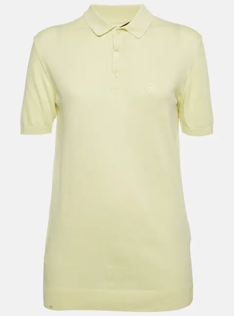 Roberto Cavalli Yellow Jersey Knit Polo T-Shirt M