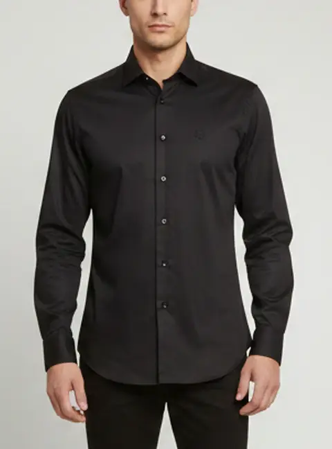 Roberto Cavalli Black Logo Embroidered Cotton Comfort Fit Shirt M