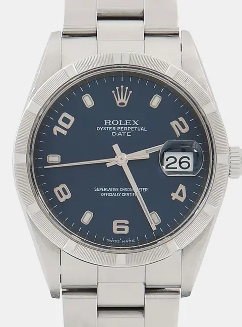 Rolex Date 15210 Automatic Blue Stainless Steel Men's Wristwatch 34mm