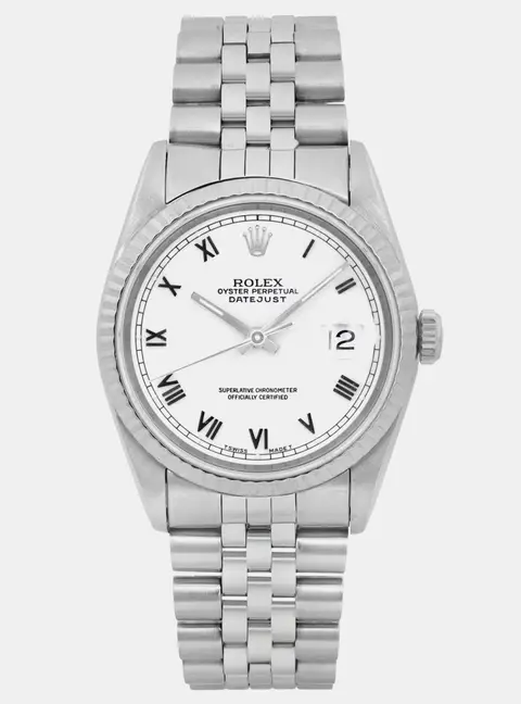 Rolex Datejust 16234 White Stainless Steel Automatic Men's Wristwatch 36mm