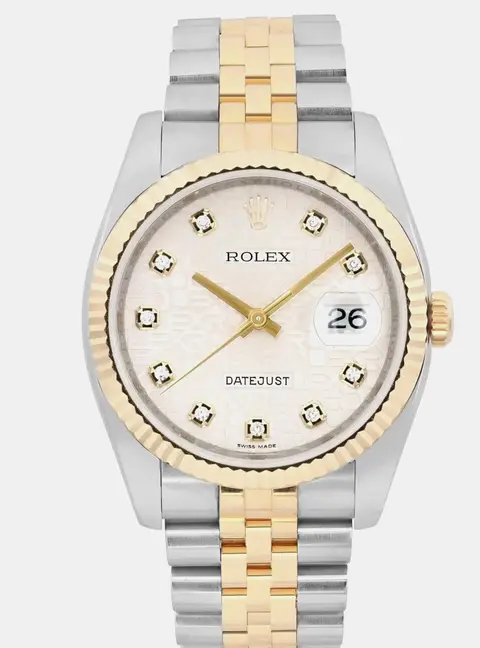Rolex Silver Datejust 116233 Yellow Gold, Stainless Steel Automatic Men's Wristwatch 36mm
