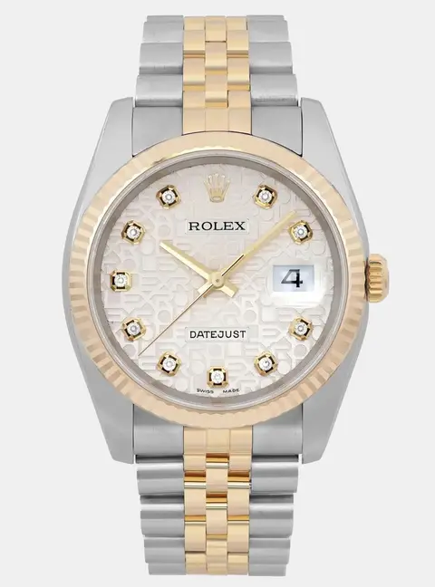 Rolex Datejust 116233 Silver Rose Gold, Stainless Steel, Diamond Automatic Men's Wristwatch 36mm